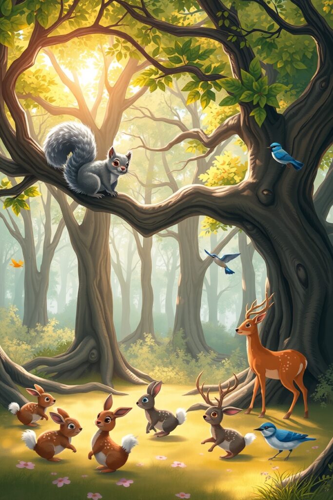 A Playful Gathering of Forest Animals – free AI stock image