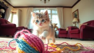 Playful Kitten in Cozy Home – free AI stock image