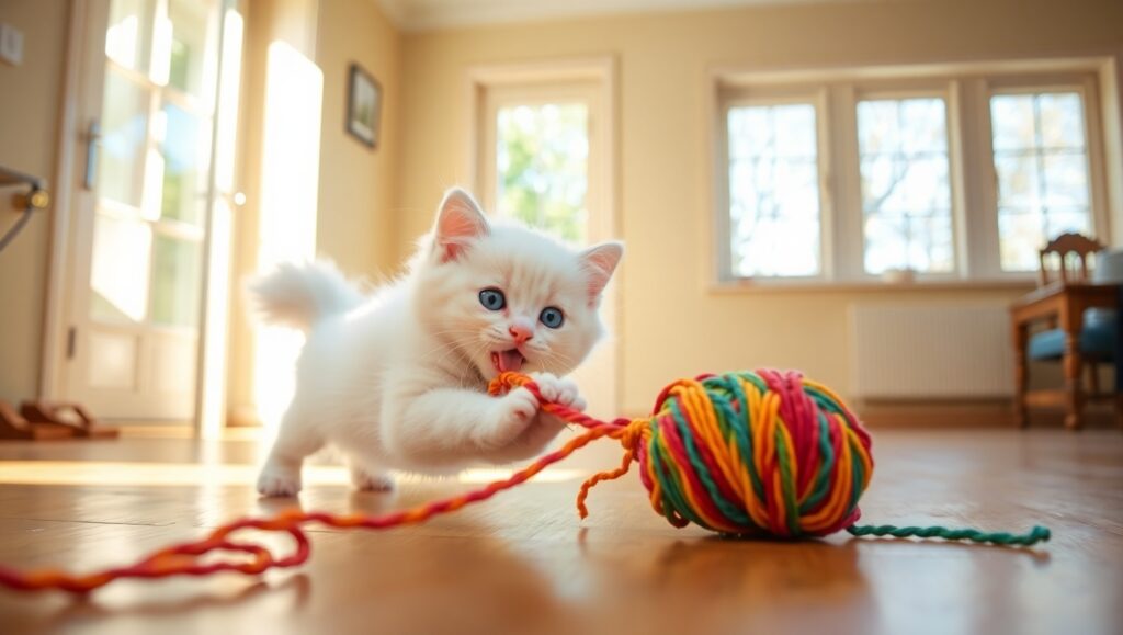 Playful Kitten in Sunlight – free AI stock image