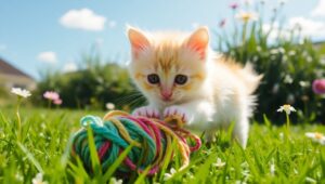Playful Kitten in Sunny Garden – free AI stock image