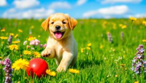 Playful Puppy in a Sunny Park – free AI stock image