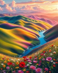 Radiant Spectrum of Colorful Landscapes – free AI stock image