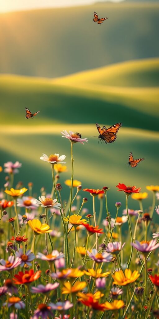 Radiant Wildflowers in Full Bloom – free AI stock image
