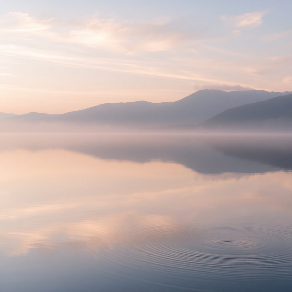 Reflections on a Tranquil Lake at Dawn – free AI stock image