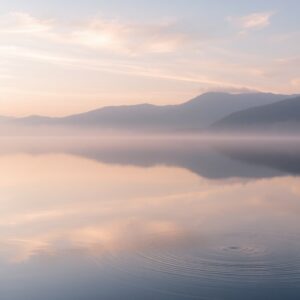 Reflections on a Tranquil Lake at Dawn – free AI stock image