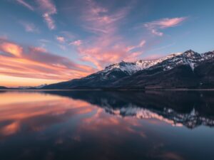 Reflective Dawn Over Serene Lake – free AI stock image