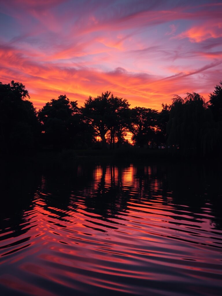 Reflective Serenity by a Calm Lake – free AI stock image