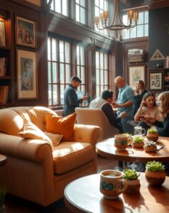 Relaxing Afternoon at a Cozy Coffee Shop – free AI stock image