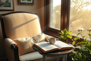Relaxing Morning Routine with Coffee and Books – free AI stock image