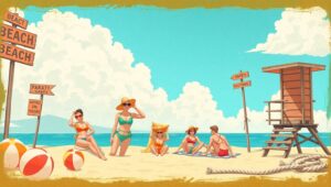 Retro Beach Vibes from the 70s – free AI stock image