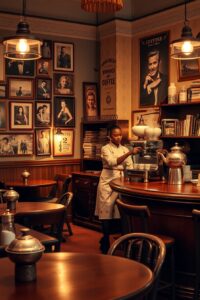 Retro Coffee Shop with Vintage Decor – free AI stock image