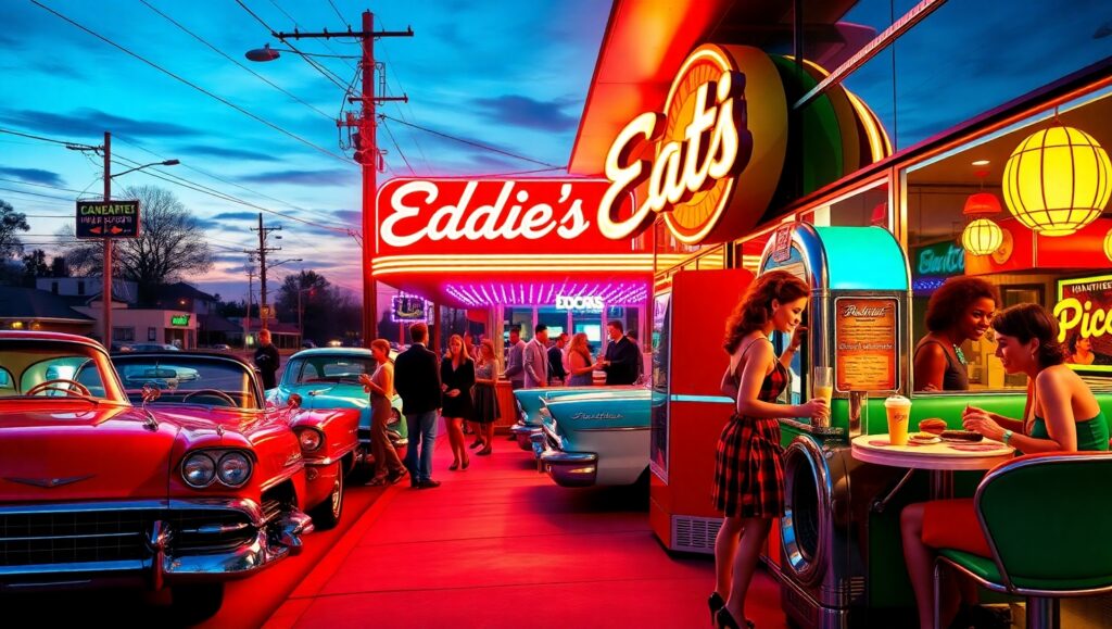 Retro Diner Nightlife – free AI stock image