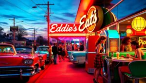 Retro Diner Nightlife – free AI stock image