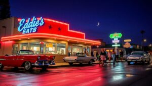 Retro Diner Nightlife – free AI stock image