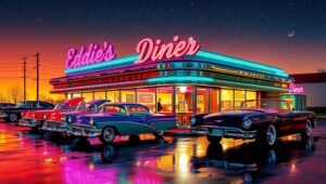 Retro Diner Vibes at Night – free AI stock image