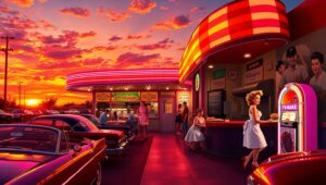 Retro Diner Vibes in Neon – free AI stock image