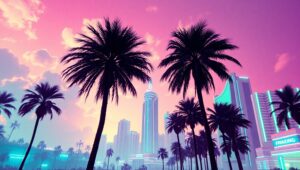 Retro Dreamscape in Pastel Hues – free AI stock image