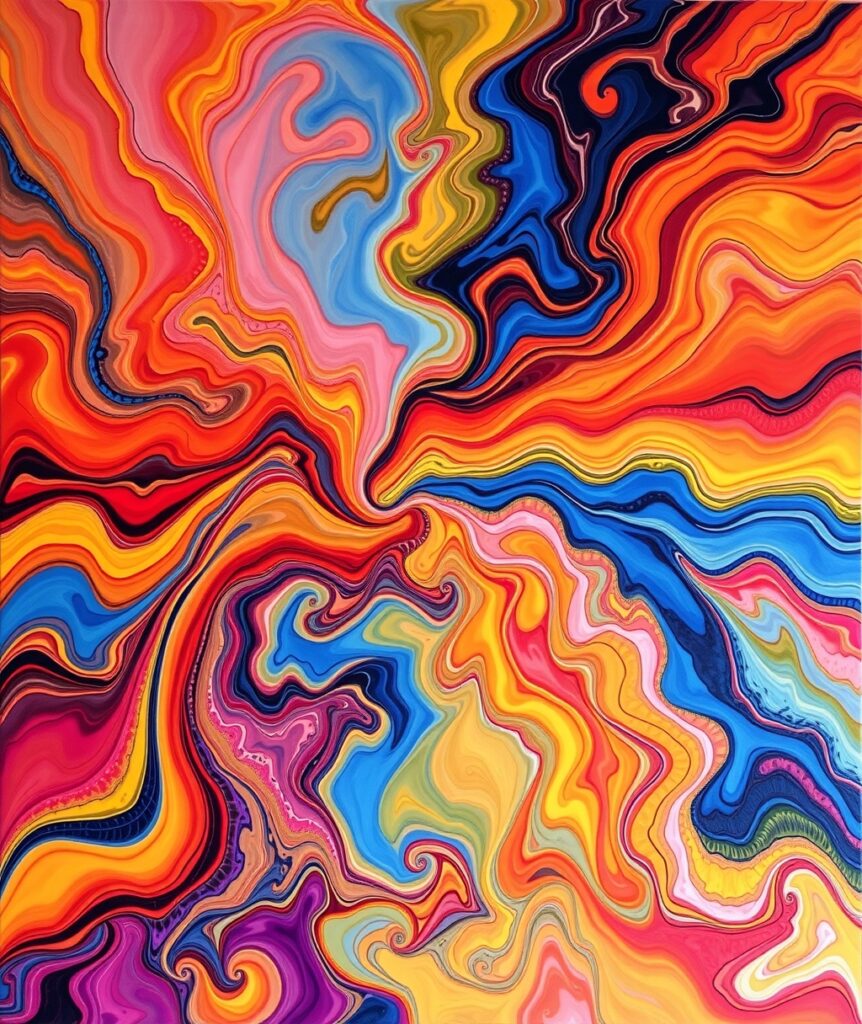 Rhythmic Waves of Color and Shape – free AI stock image