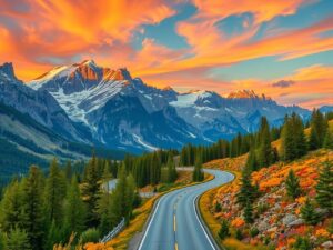Road Trip through Serene Mountain Passes – free AI stock image