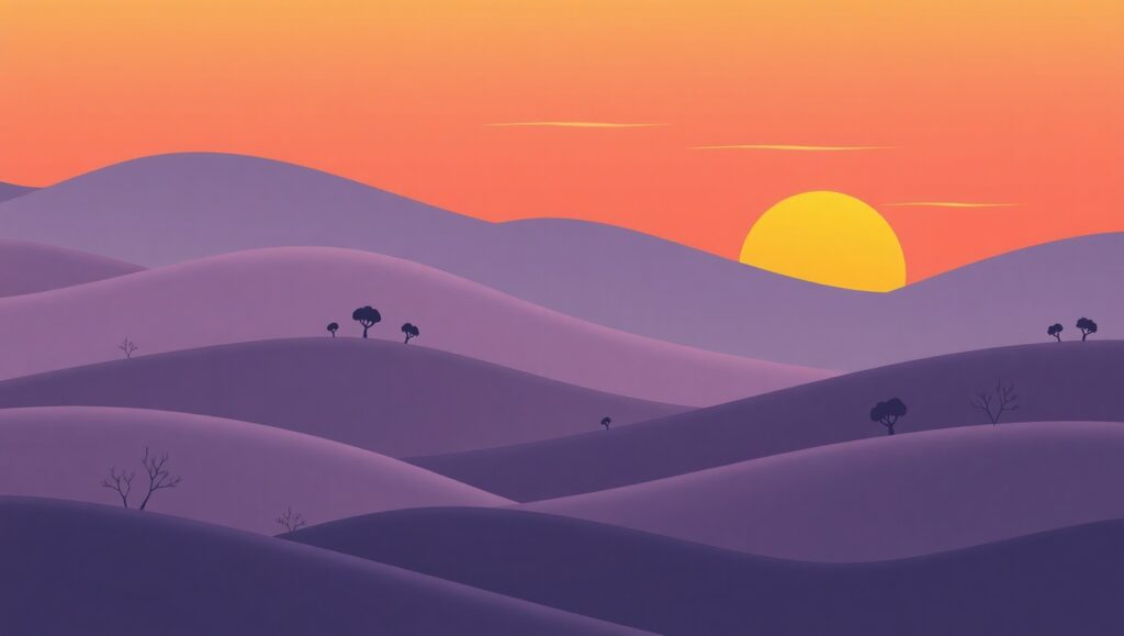 Rolling Hills at Sunset – free AI stock image