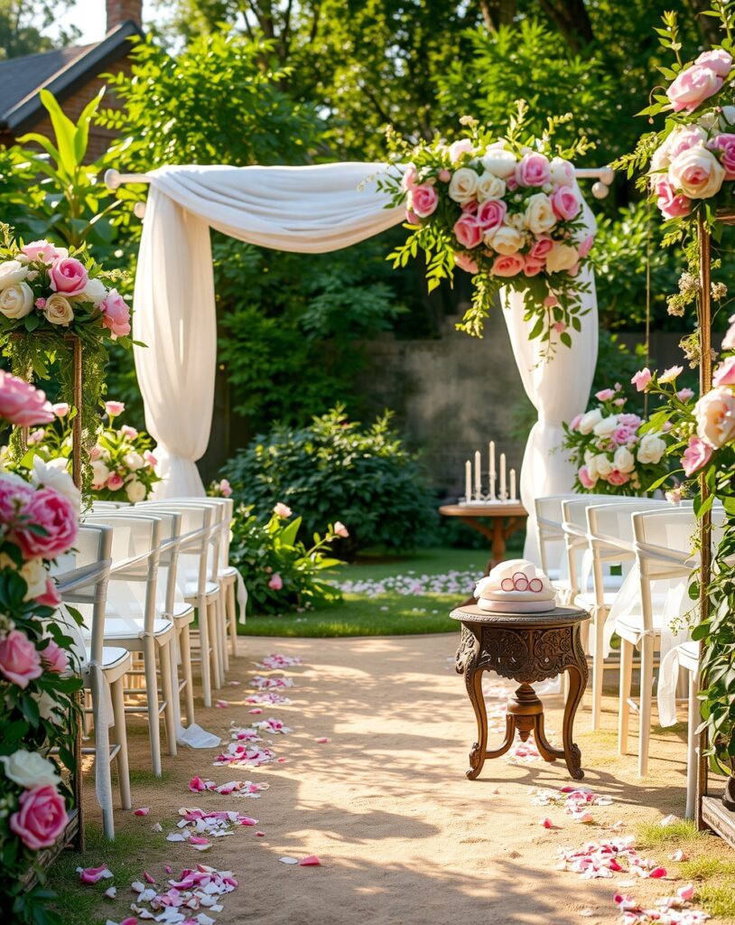 Romantic Outdoor Wedding Ceremony Setup – free AI stock image