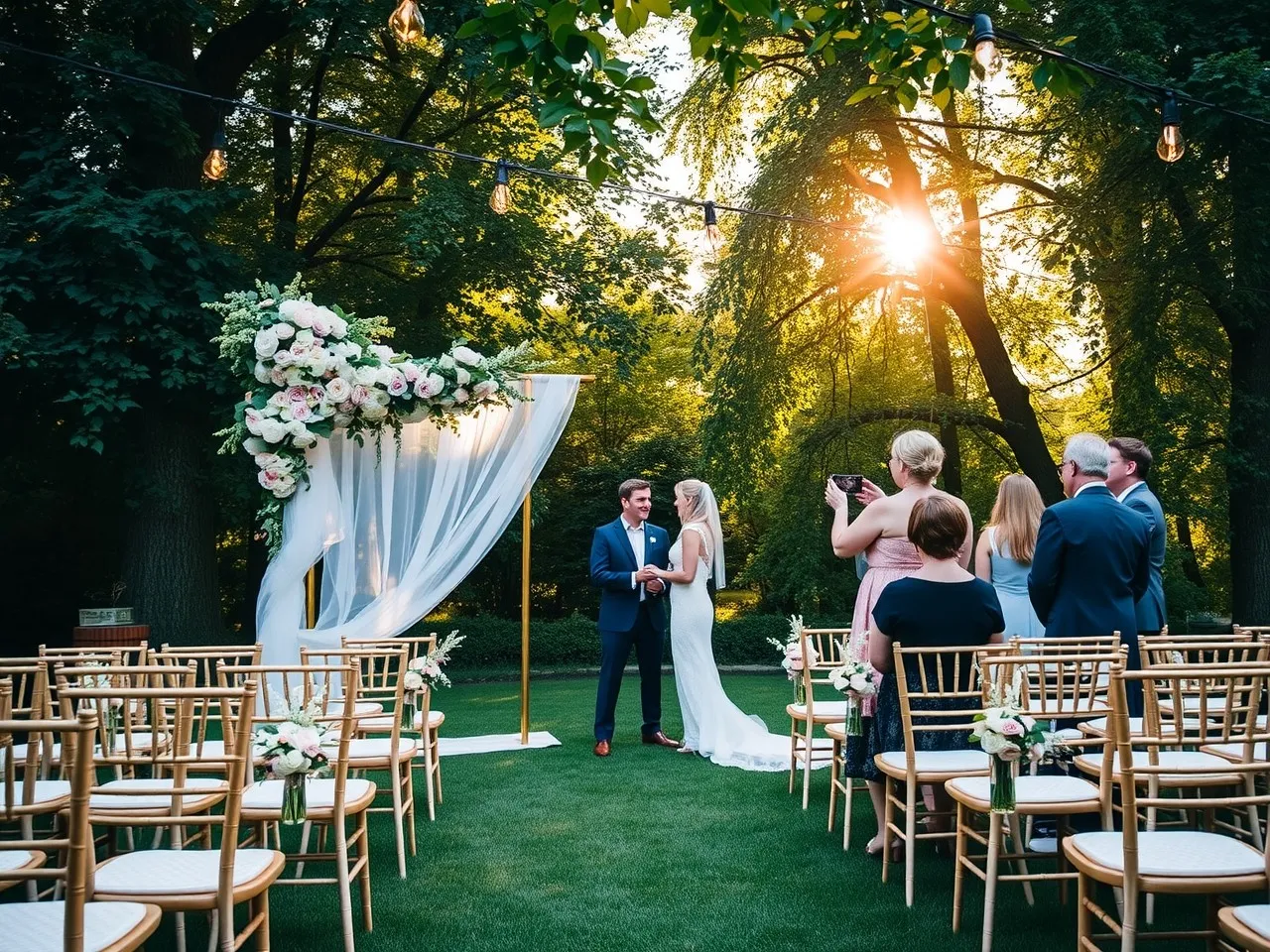 Romantic Outdoor Wedding Under a Canopy