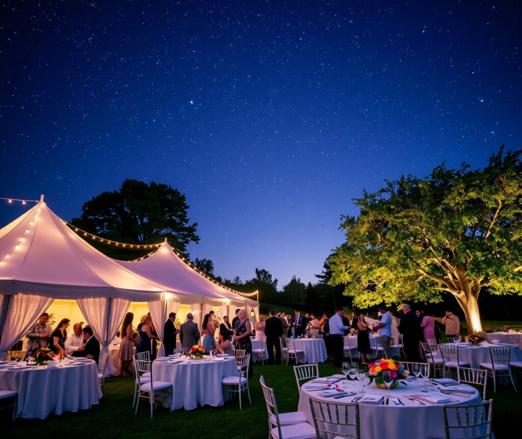 Romantic Outdoor Wedding Under the Stars – free AI stock image