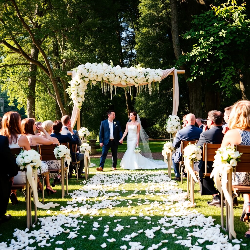 A Romantic Outdoor Wedding Under the Trees – free AI stock image