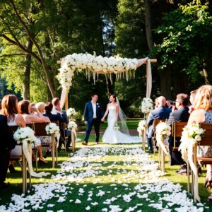 A Romantic Outdoor Wedding Under the Trees – free AI stock image