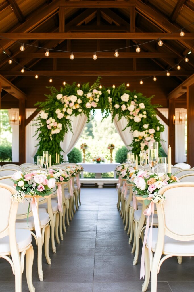 Romantic Wedding Setup with Flowers and Decor – free AI stock image