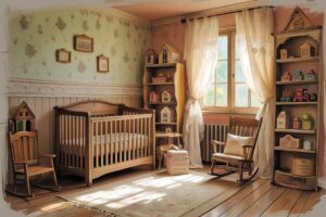 Rustic Nursery with Vintage Decor – free AI stock image