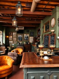Rustic Vintage Coffee Shop Interior – free AI stock image