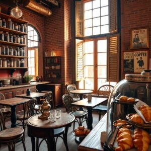 Rustic Vintage Coffee Shop Interior – free AI stock image