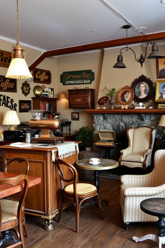 Rustic Vintage Coffee Shop Interior – free AI stock image