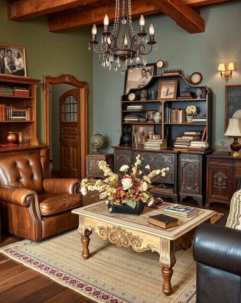 Rustic Vintage Decor in Cozy Living Room – free AI stock image