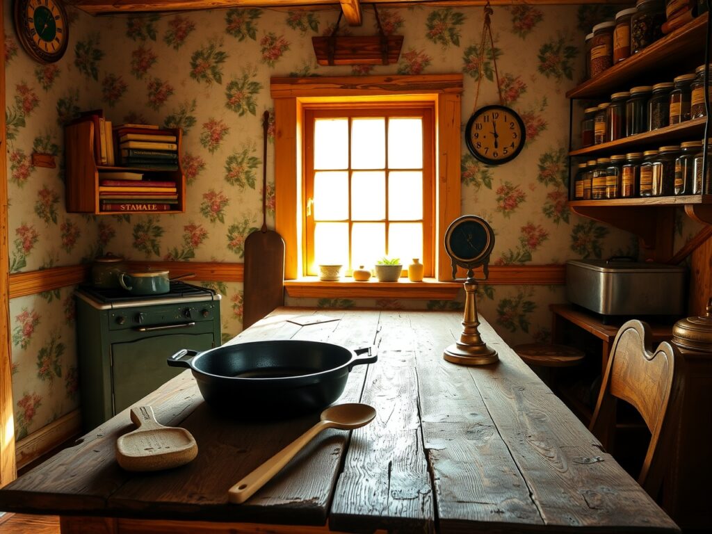 Rustic Vintage Kitchen with Antique Utensils – free AI stock image