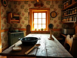 Rustic Vintage Kitchen with Antique Utensils – free AI stock image