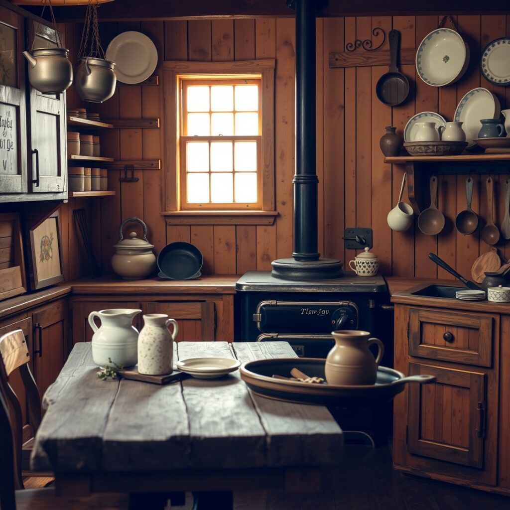 Rustic Vintage Kitchen with Antique Utensils – free AI stock image