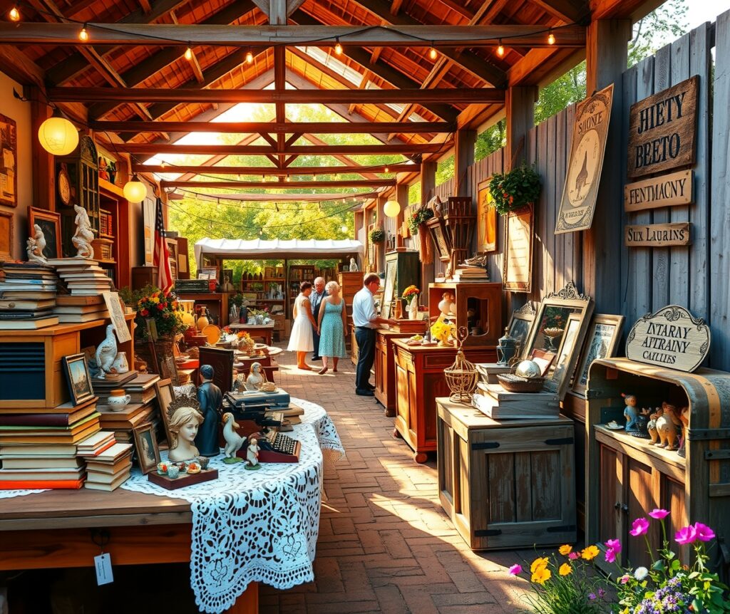Rustic Vintage Market Scene with Antiques – free AI stock image