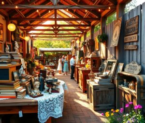 Rustic Vintage Market Scene with Antiques – free AI stock image