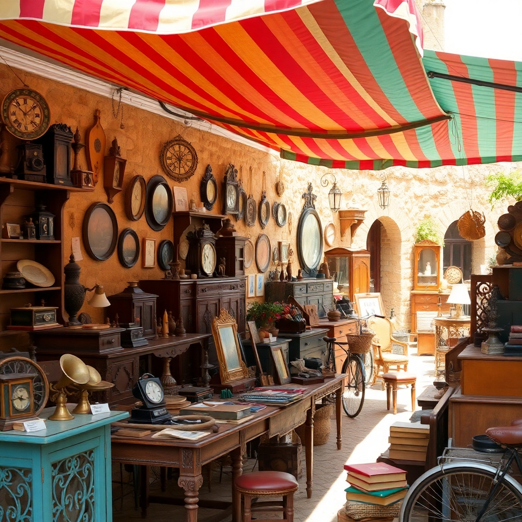 Rustic Vintage Marketplace Filled with Antiques – free AI stock image