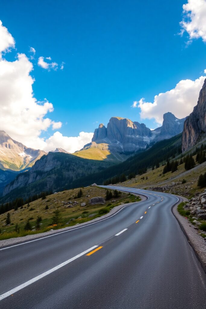 A Scenic Journey Through the Mountain Pass – free AI stock image