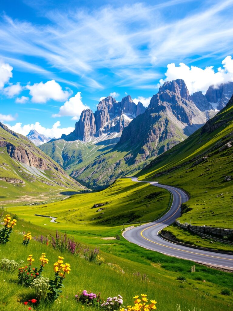 Scenic Road Trip Through Mountain Passes – free AI stock image