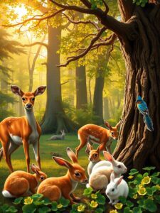 A Serenade of Forest Animals Gathering – free AI stock image