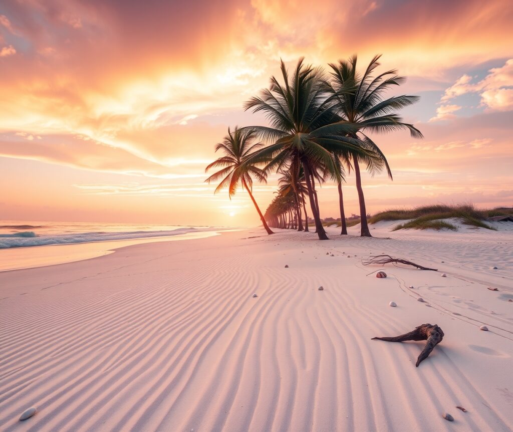 Serene Beach Sunrise During Travel Adventure – free AI stock image