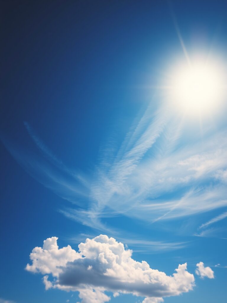 Serene Blue Sky with Fluffy White Clouds – free AI stock image