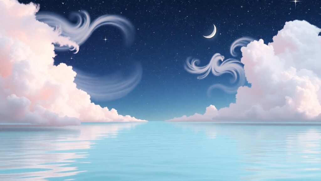 Serene Dreamy Landscape at Night – free AI stock image