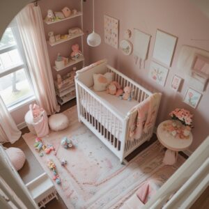 Serene Drone View of a Cozy Nursery – free AI stock image
