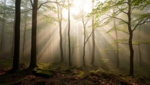 Serene Duotone Forest Escape – free AI stock image