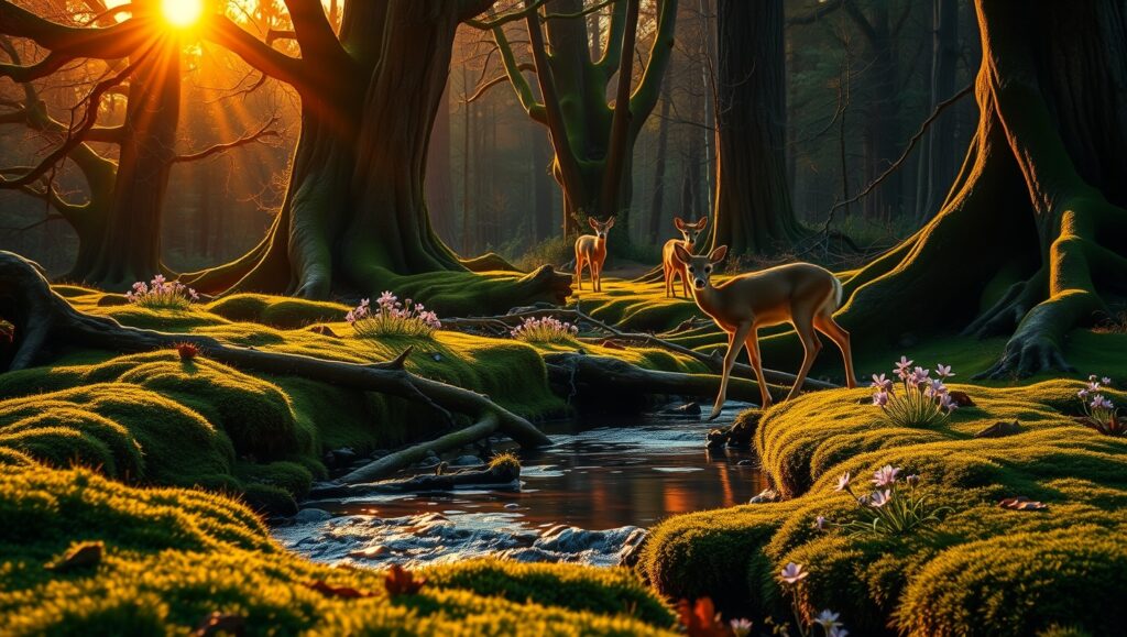 Serene Forest at Dusk – free AI stock image
